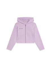 Womens Double Jersey Cropped Zip Up Hoodie—Crocus Purple