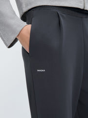 Womens Double Jersey Pleated Trousers—Smoked Black