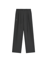 Womens Double Jersey Pleated Trousers—Smoked Black