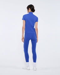 Womens 99% Bio-Based Zipped Short Sleeve Top—Gaia Blue