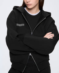 Womens 365 Heavyweight Two-Way Zip-Through Hoodie—Black