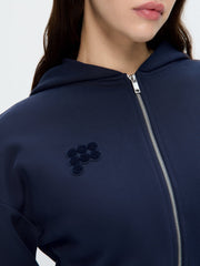 Womens Cropped Zip Up Hoodie—Midnight Navy