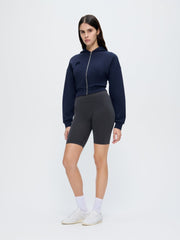 Womens Cropped Zip Up Hoodie—Midnight Navy