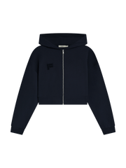Womens Cropped Zip Up Hoodie—Midnight Navy