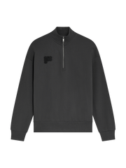 Womens Half Zip Sweatshirt—Smoked Black