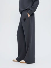Womens Straight Leg Track Pants—Smoked Black