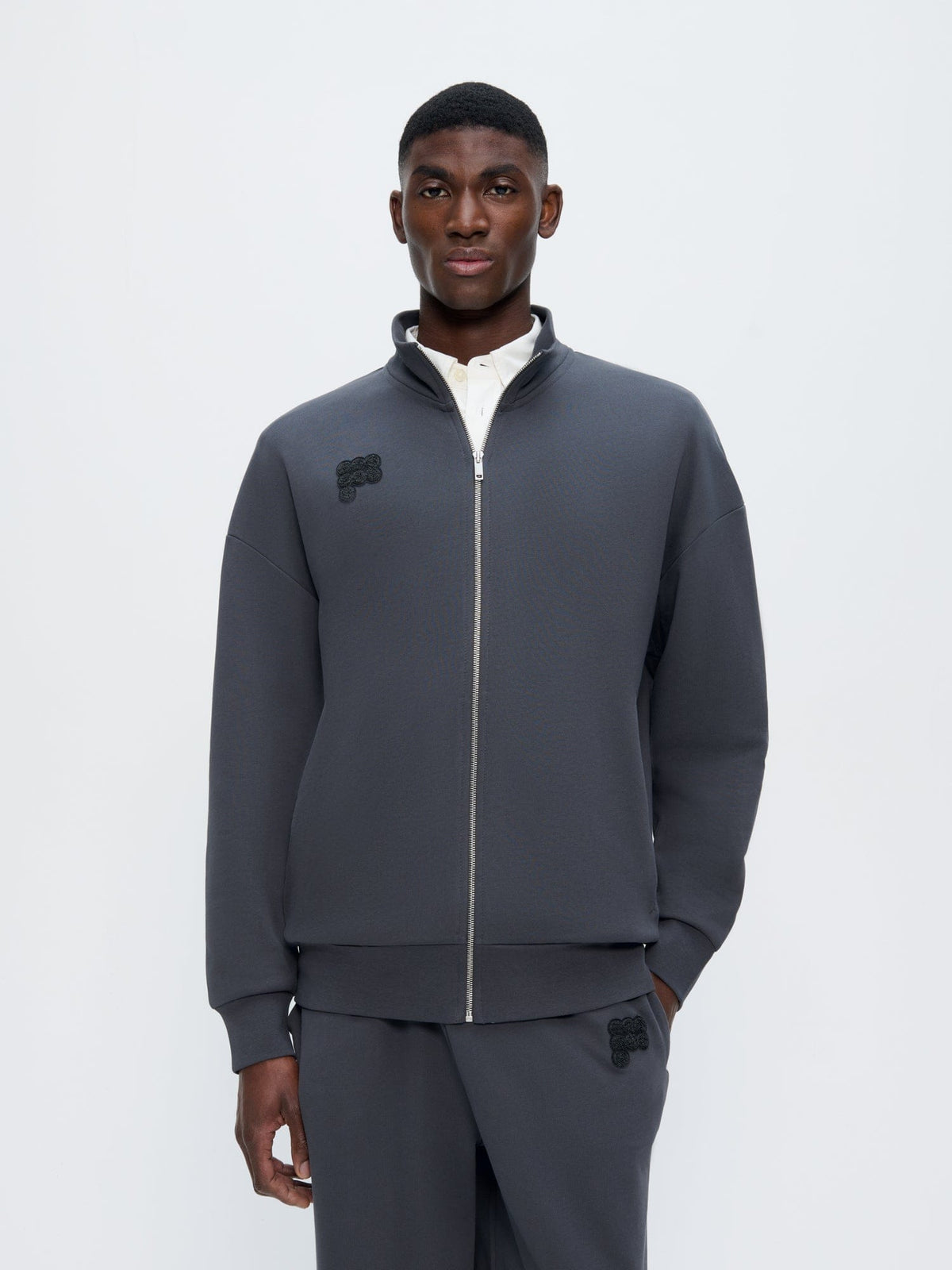 Mens Zip Up Sweatshirt—Smoked Black