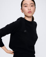 Womens Recycled Cashmere Crewneck Sweatshirt—black