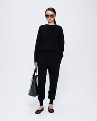 Womens Recycled Cashmere Crewneck Sweatshirt—black