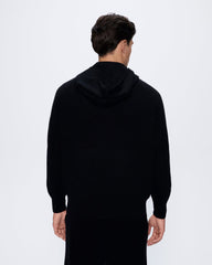 Mens Recycled Cashmere Hoodie—black