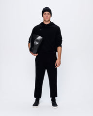 Mens Recycled Cashmere Hoodie—black