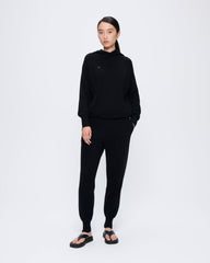 Womens Recycled Cashmere Hoodie—black