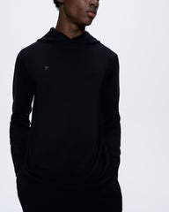 Mens Regenerative Merino Wool Hoodie—black