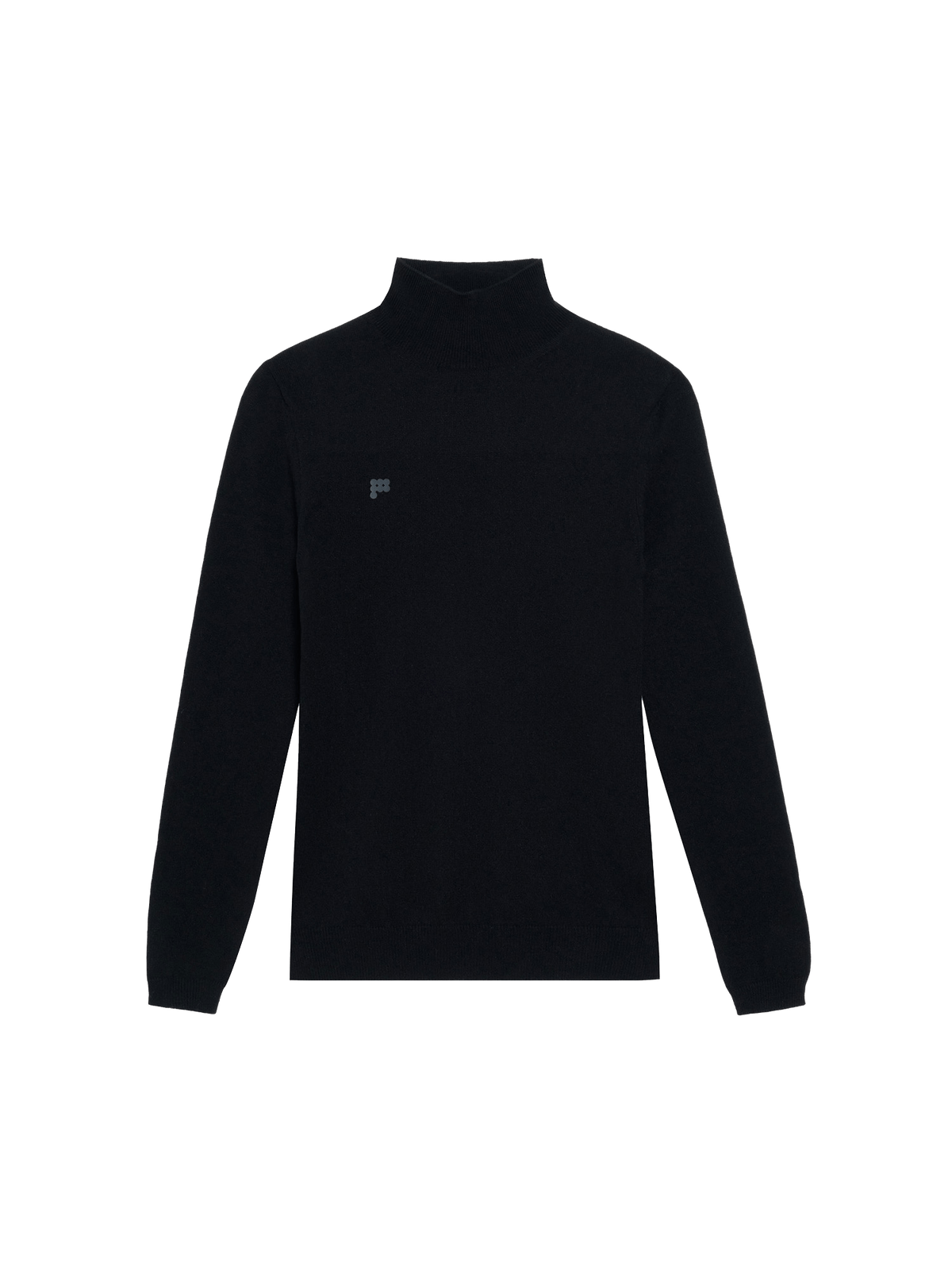 Womens Recycled Cashmere Fitted Turtleneck Top—black