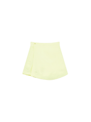 Womens Linen Wrap Shorts—Soft Lime