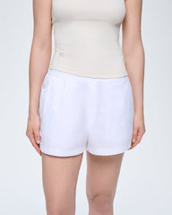 Womens Cotton Poplin Shorts—Off-White