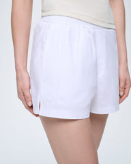 Womens Cotton Poplin Shorts—Off-White
