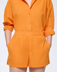 Womens Cotton Poplin Shorts—Saffron Orange