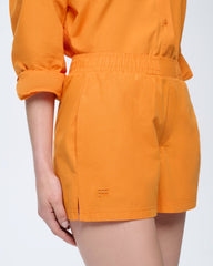Womens Cotton Poplin Shorts—Saffron Orange