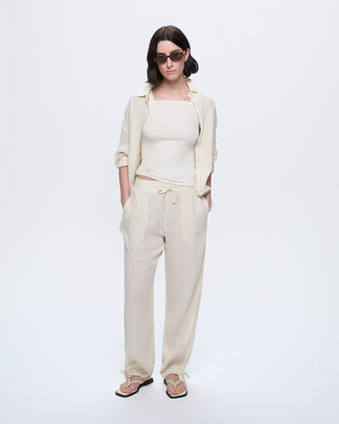 Womens Linen Overshirt—Bone White