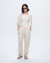 Womens Linen Overshirt—Bone White
