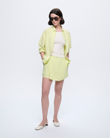 Womens Linen Overshirt—Soft Lime
