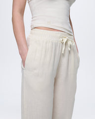Womens Linen Trousers—Bone White