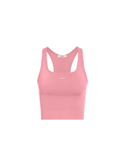 Womens 99% Bio-Based Compressive Ribbed Tank Top—Dewy Rose