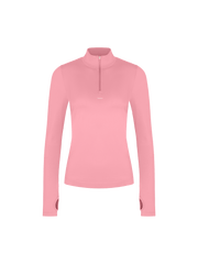 Womens 99% Bio-Based Zipped Long Sleeve Top—Dewy Rose