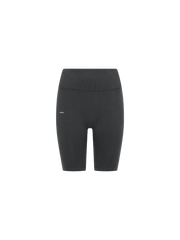Womens Cotton-Stretch Cycle Shorts—Smoked Black